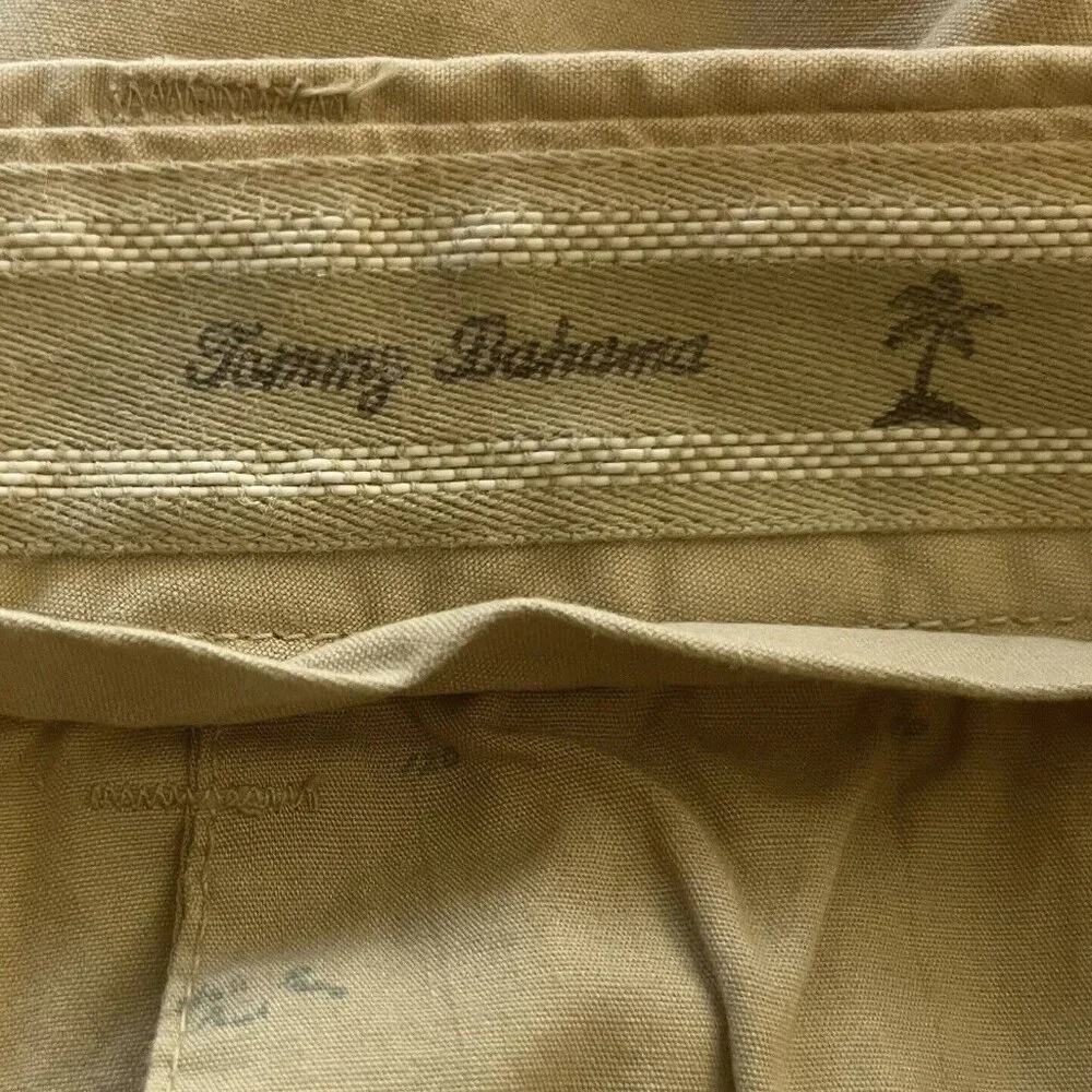Tommy Bahama Pants Mens 34 Beige Cotton Flat‎ Front Relaxed Fit